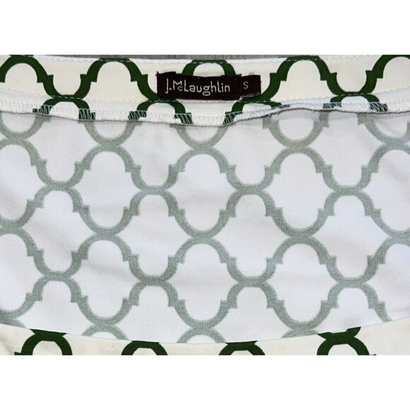 J Mclaughlin Ivory Green Scoop Neck 3/4 Sleeve Catalina Cloth Sheath Dress Small - Picture 5 of 8